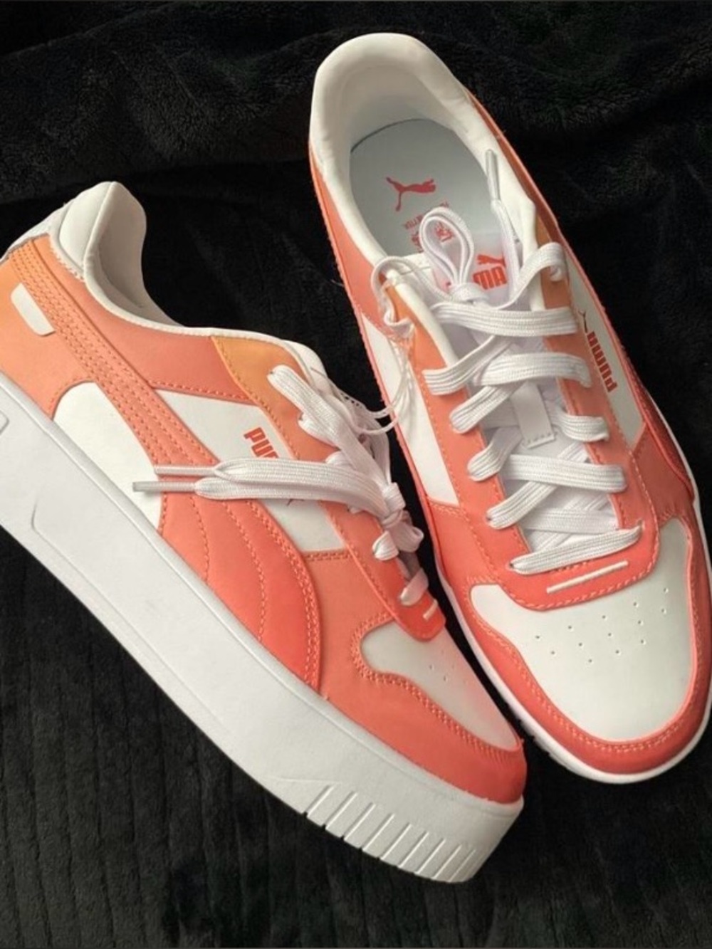 Puma Women's Coral and White Platform Sneakers